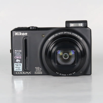 Nikona Coolpix S9100 12.1MP 18x Digital Camera Black – Very Good Condition